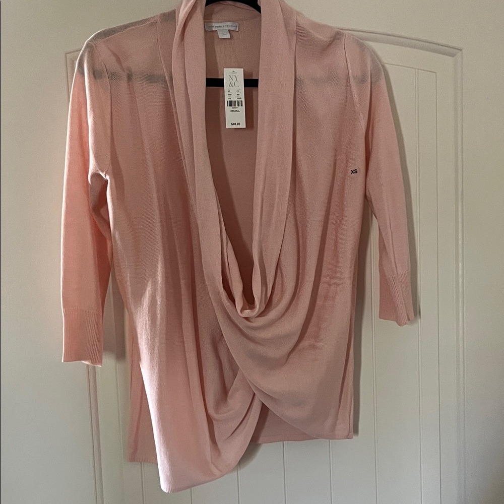 New York & Company Soft Pink Drape Cardigan